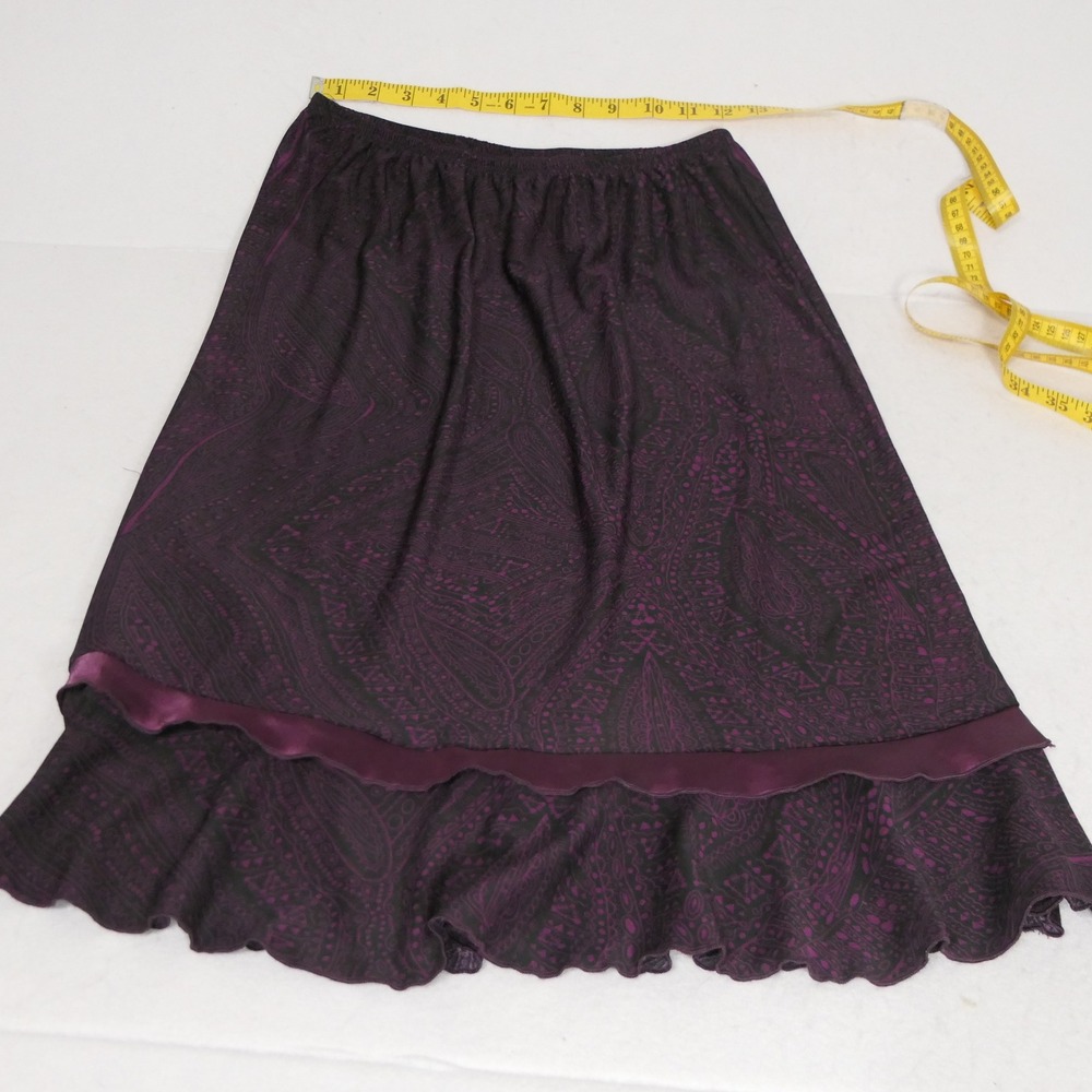 Believe Women Midi Skirt M Purple‎ Paisley Ruffle Whimsigoth Gypsy Boho Peasant